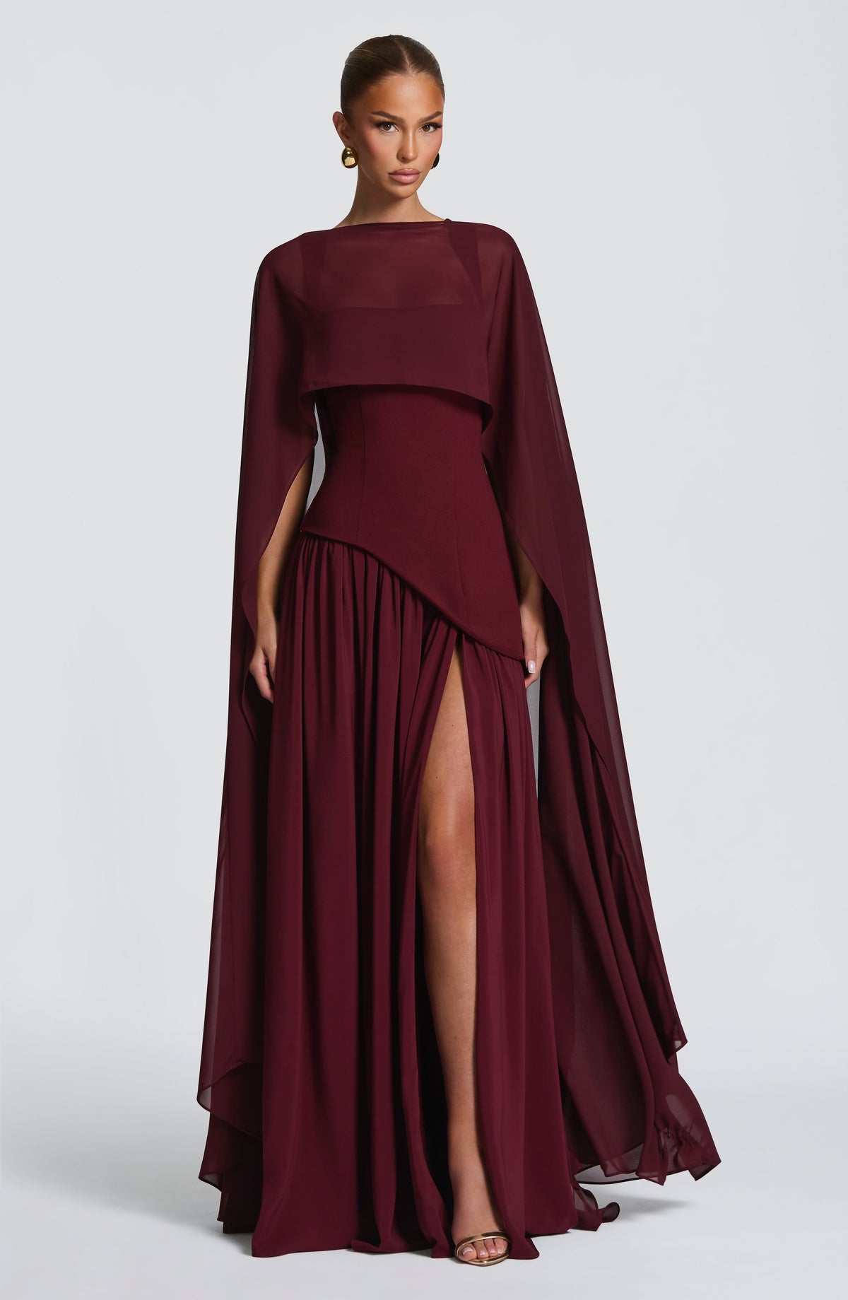 Red High-Shine Maxi Dress – Bold Cherry Lacquer Evening Gown | Meave & Ivy