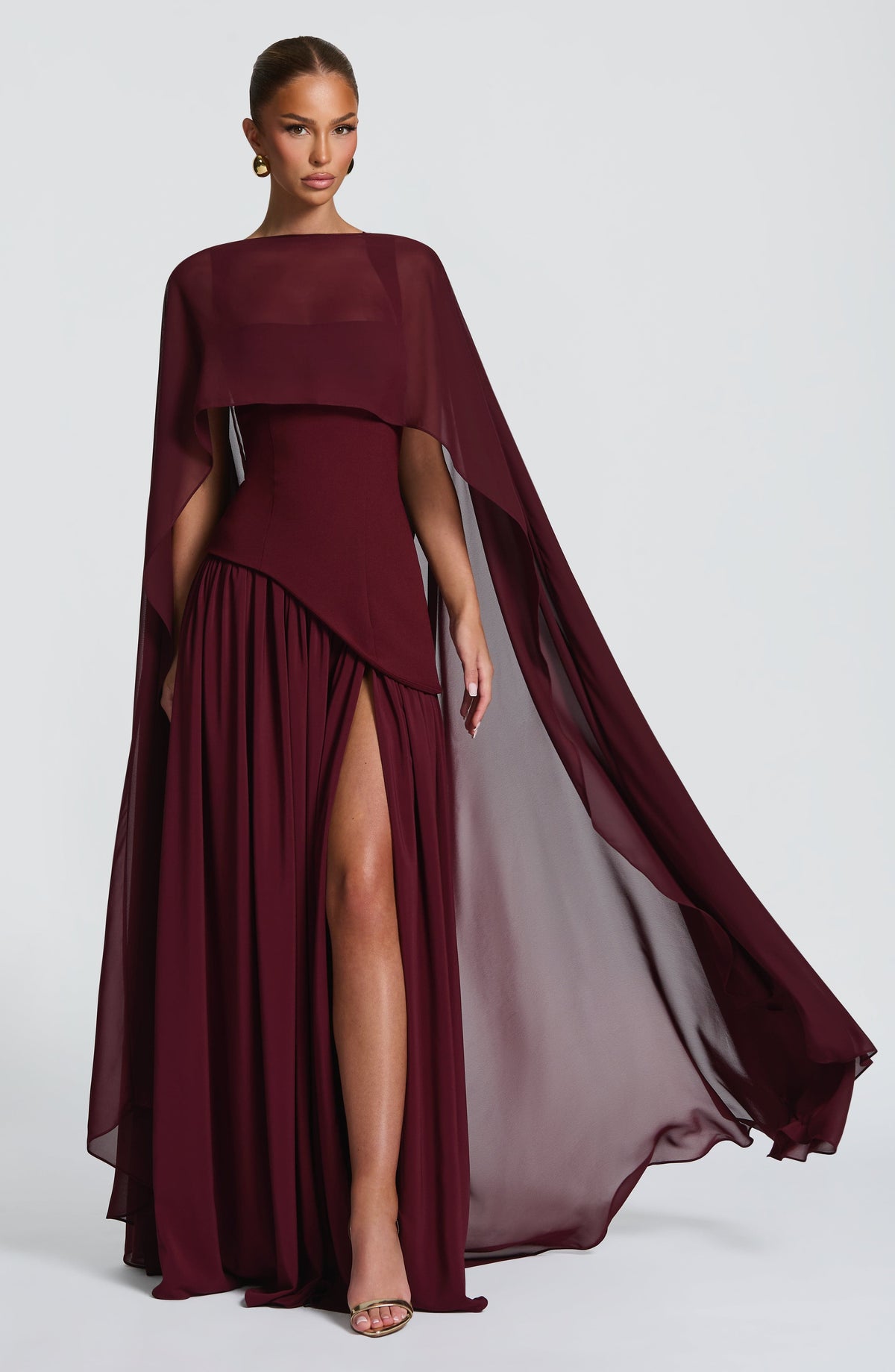 Red High-Shine Maxi Dress – Bold Cherry Lacquer Evening Gown | Meave & Ivy