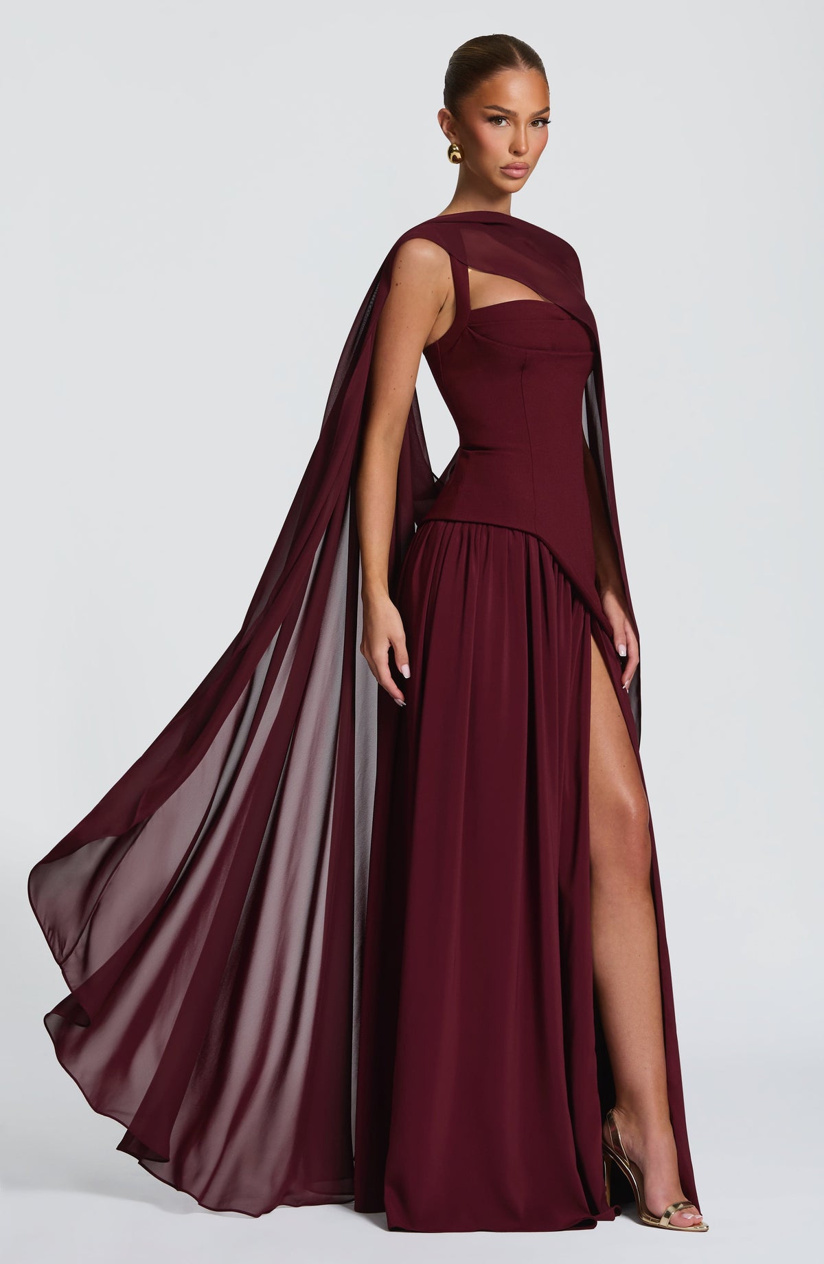 Red High-Shine Maxi Dress – Bold Cherry Lacquer Evening Gown | Meave & Ivy
