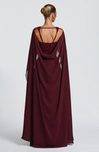 Red High-Shine Maxi Dress – Bold Cherry Lacquer Evening Gown | Meave & Ivy