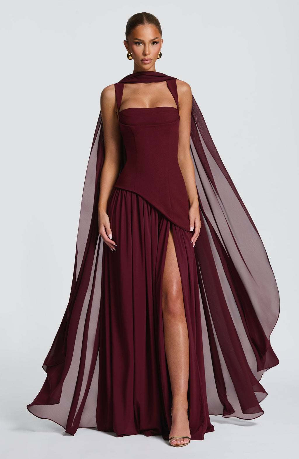 Red High-Shine Maxi Dress – Bold Cherry Lacquer Evening Gown | Meave & Ivy