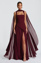 Red High-Shine Maxi Dress – Bold Cherry Lacquer Evening Gown | Meave & Ivy