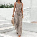 Women's Printed Sleeveless Wide-Leg Jumpsuit with Tie Waist