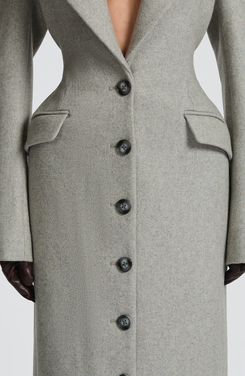 Light Grey Wool-Blend Overcoat – Elegant Long Coat | Meave & Ivy