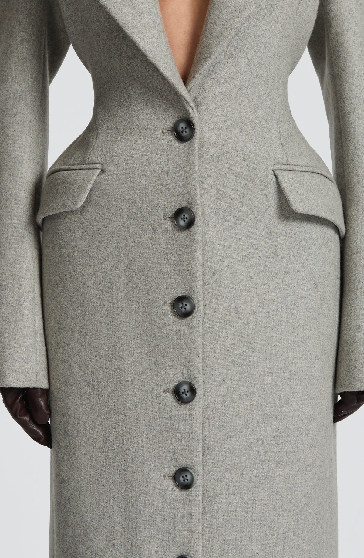 Light Grey Wool-Blend Overcoat – Elegant Long Coat | Meave & Ivy