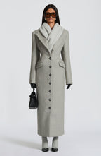 Light Grey Wool-Blend Overcoat – Elegant Long Coat | Meave & Ivy