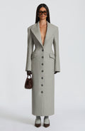 Light Grey Wool-Blend Overcoat – Elegant Long Coat | Meave & Ivy