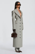 Light Grey Wool-Blend Overcoat – Elegant Long Coat | Meave & Ivy