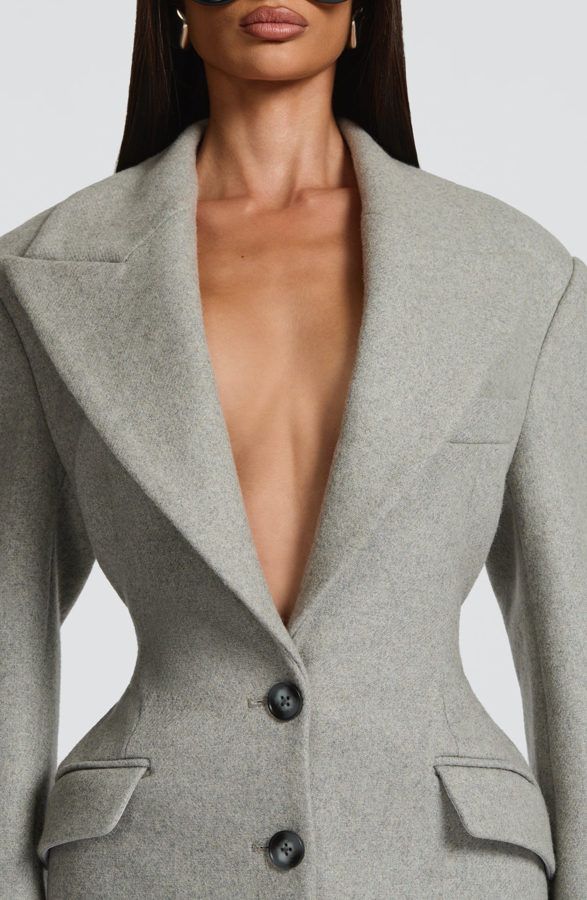 Light Grey Wool-Blend Overcoat – Elegant Long Coat | Meave & Ivy