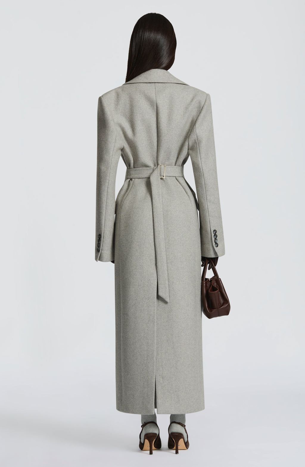 Light Grey Wool-Blend Overcoat – Elegant Long Coat | Meave & Ivy