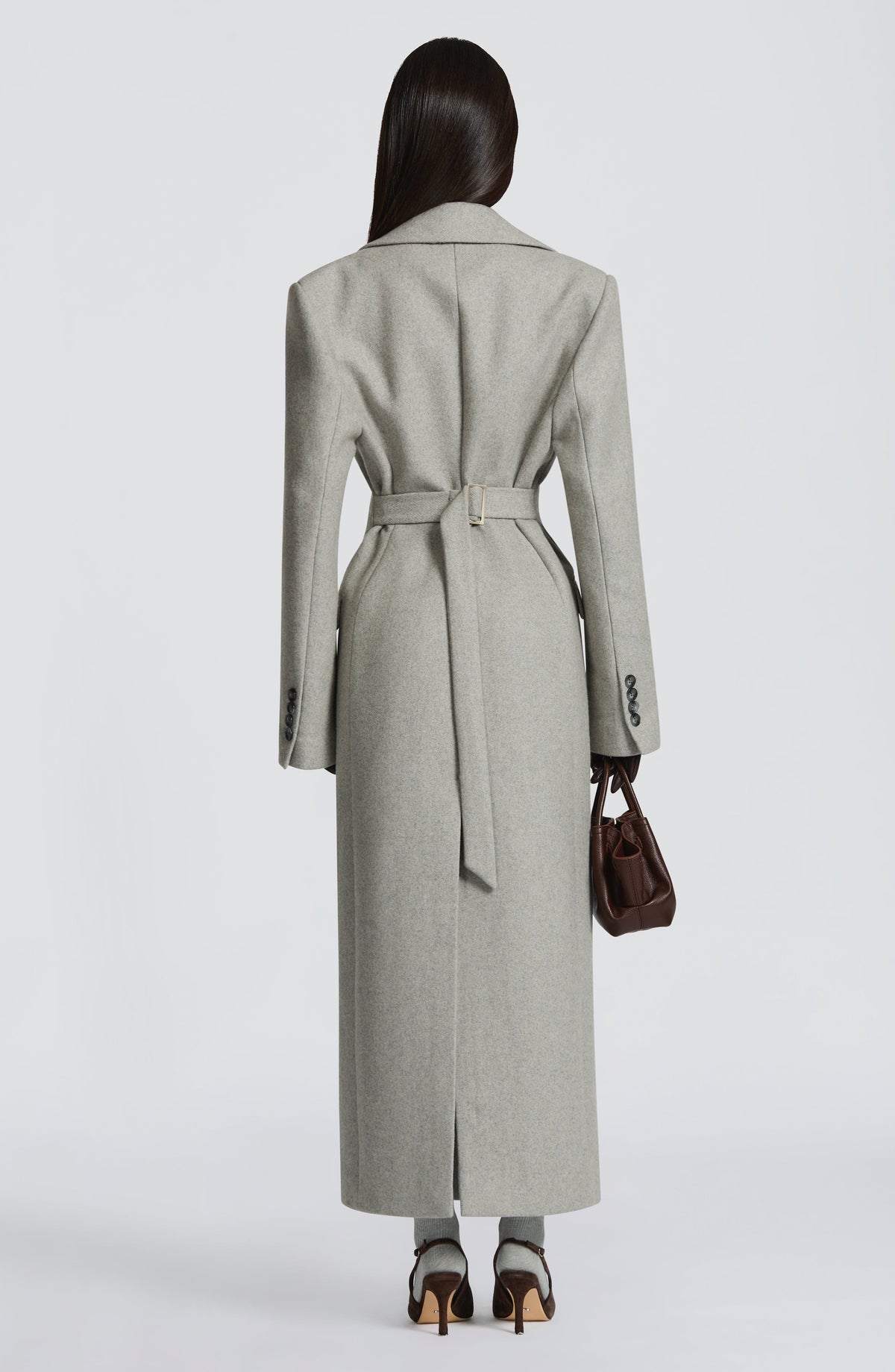 Light Grey Wool-Blend Overcoat – Elegant Long Coat | Meave & Ivy