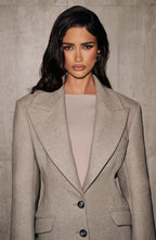 Light Grey Wool-Blend Overcoat – Elegant Long Coat | Meave & Ivy