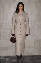 Light Grey Wool-Blend Overcoat – Elegant Long Coat | Meave & Ivy