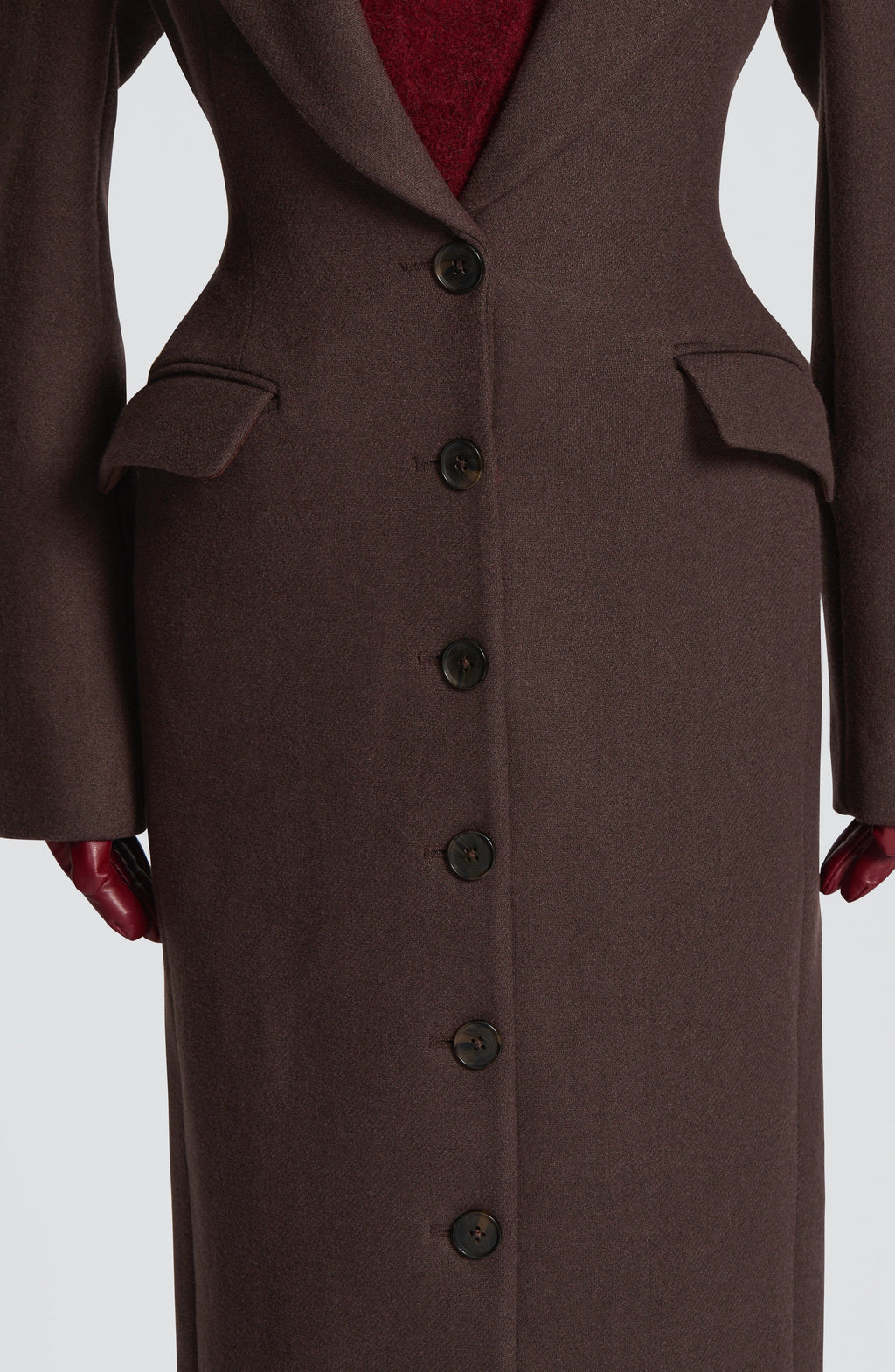 Plum Brown Wool-Blend Overcoat – Elegant Long Coat | Meave & Ivy