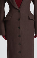 Plum Brown Wool-Blend Overcoat – Elegant Long Coat | Meave & Ivy