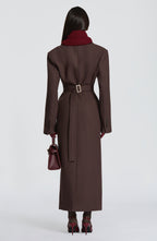 Plum Brown Wool-Blend Overcoat – Elegant Long Coat | Meave & Ivy