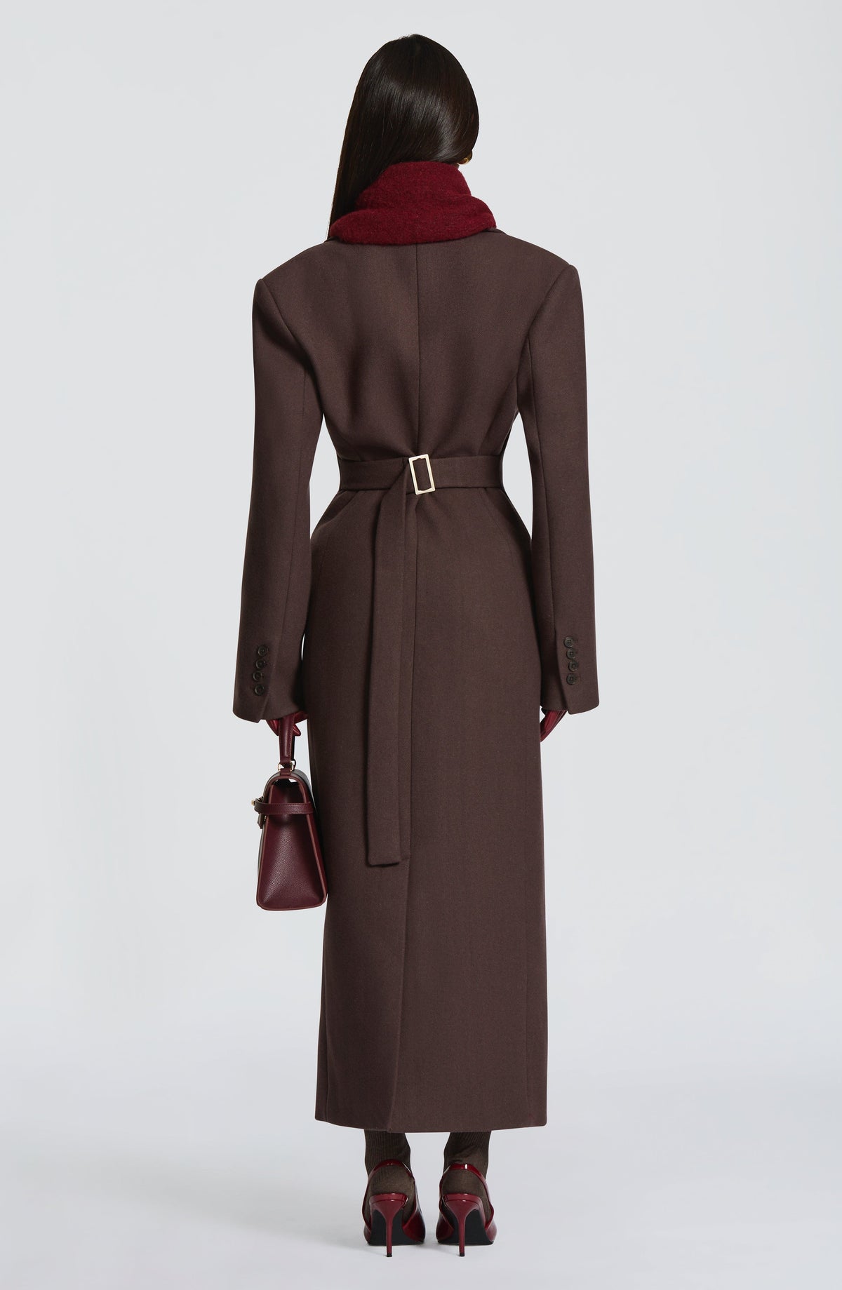 Plum Brown Wool-Blend Overcoat – Elegant Long Coat | Meave & Ivy