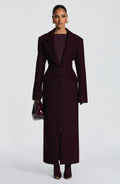 Plum Wool-Blend Overcoat – Elegant Long Coat | Meave & Ivy