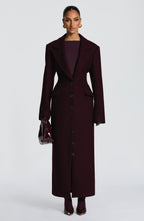 Plum Wool-Blend Overcoat – Elegant Long Coat | Meave & Ivy