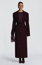 Plum Wool-Blend Overcoat – Elegant Long Coat | Meave & Ivy