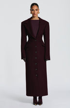 Plum Wool-Blend Overcoat – Elegant Long Coat | Meave & Ivy