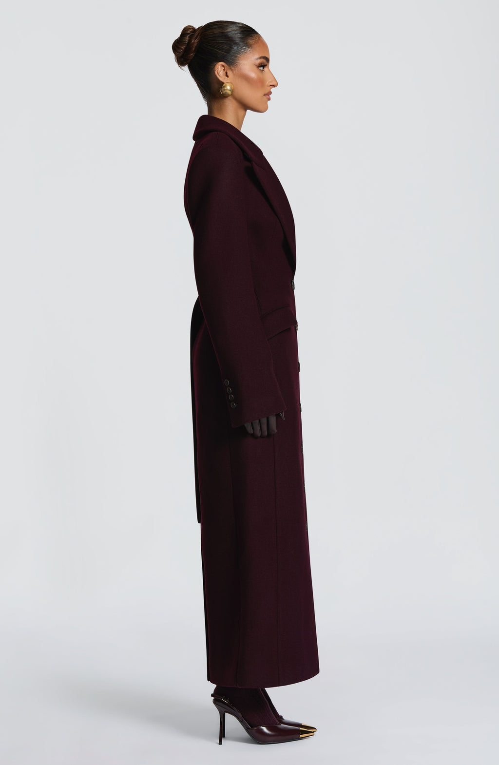 Plum Wool-Blend Overcoat – Elegant Long Coat | Meave & Ivy