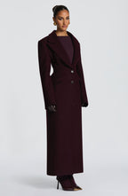 Plum Wool-Blend Overcoat – Elegant Long Coat | Meave & Ivy