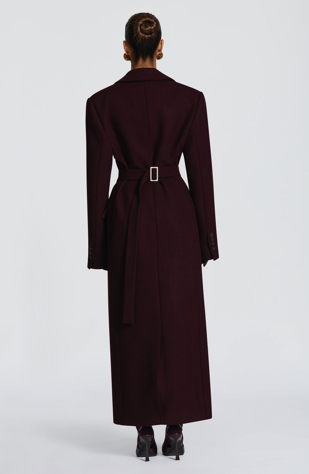 Plum Wool-Blend Overcoat – Elegant Long Coat | Meave & Ivy
