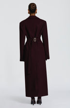 Plum Wool-Blend Overcoat – Elegant Long Coat | Meave & Ivy