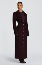 Plum Wool-Blend Overcoat – Elegant Long Coat | Meave & Ivy