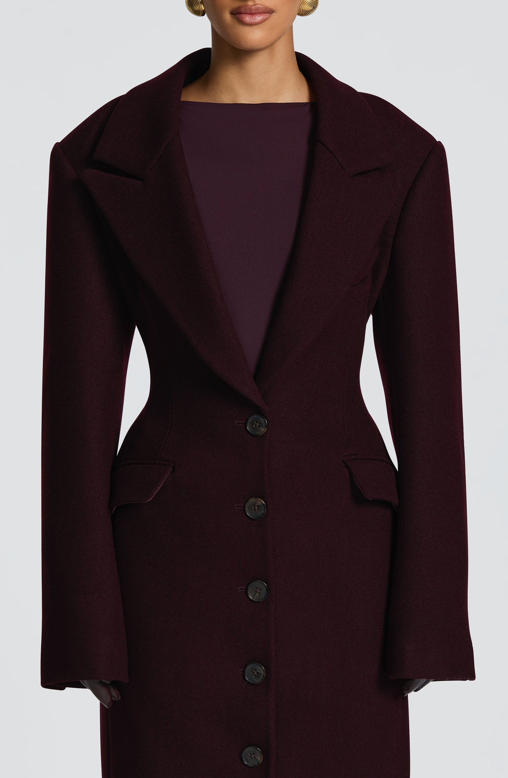 Plum Wool-Blend Overcoat – Elegant Long Coat | Meave & Ivy