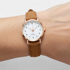 Women's Rose Gold Quartz Watch with Slim Leather Strap