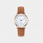 Women's Rose Gold Quartz Watch with Slim Leather Strap