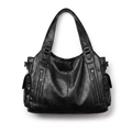 Slouchy Vegan Leather Shoulder Bag with Detachable Strap