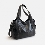 Slouchy Vegan Leather Shoulder Bag with Detachable Strap