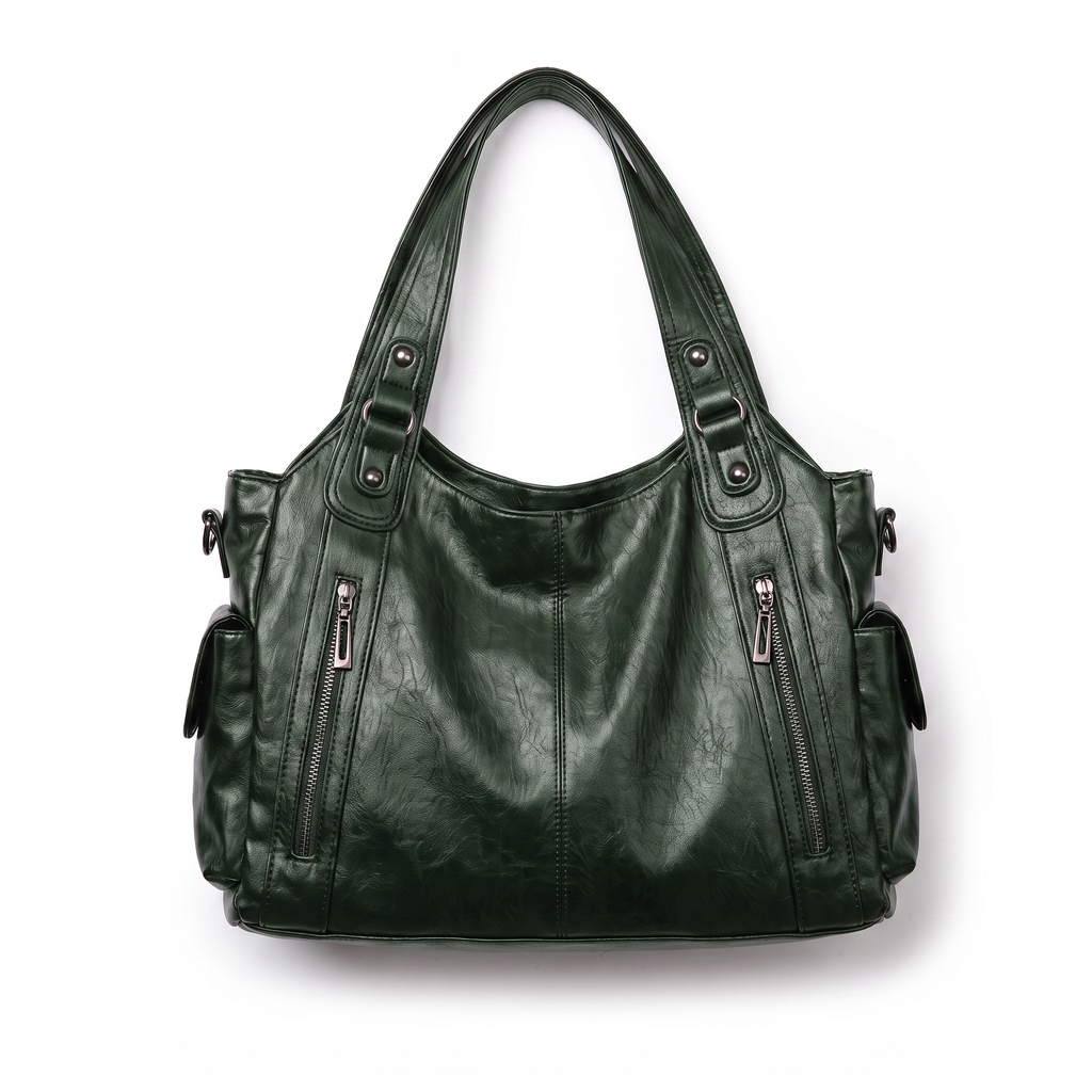 Slouchy Vegan Leather Shoulder Bag with Detachable Strap