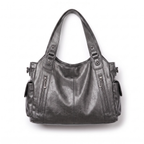 Slouchy Vegan Leather Shoulder Bag with Detachable Strap