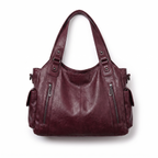Slouchy Vegan Leather Shoulder Bag with Detachable Strap