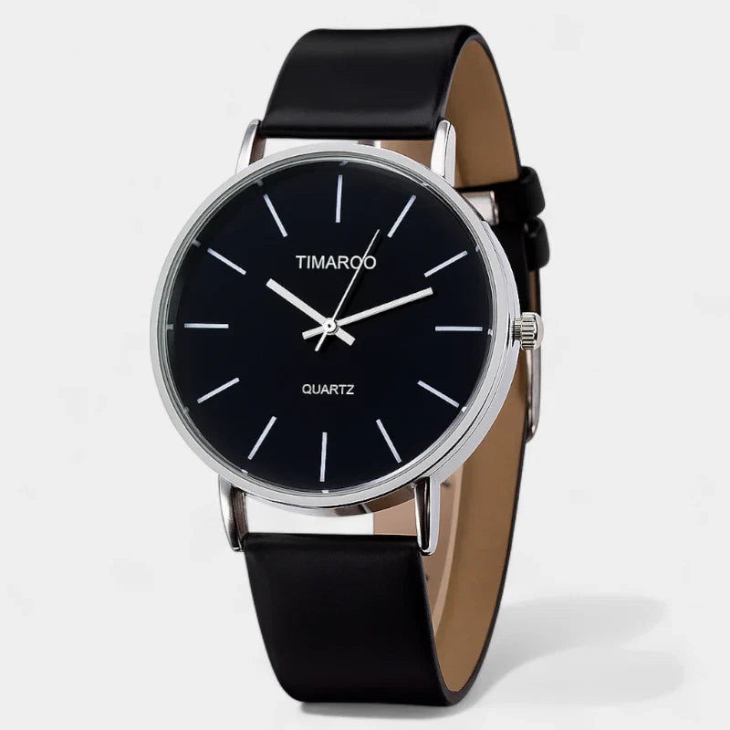 Minimalist Watch with Leather Strap – Clean 40 mm Dial Design