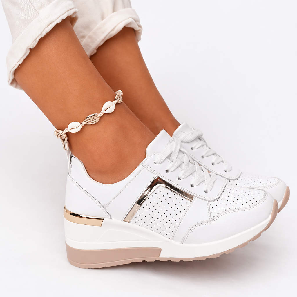 Women's Wedge Trainers with Metallic Trim