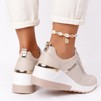 Women's Wedge Trainers with Metallic Trim
