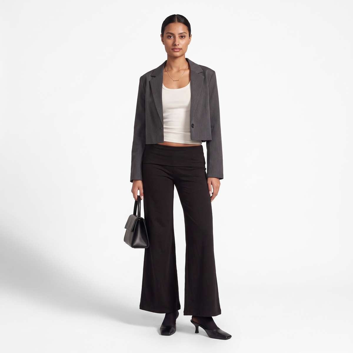 Foldover Waist Wide-Leg Trousers – Soft Pull-On Fit
