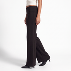 Foldover Waist Wide-Leg Trousers – Soft Pull-On Fit