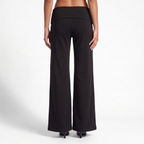 Foldover Waist Wide-Leg Trousers – Soft Pull-On Fit