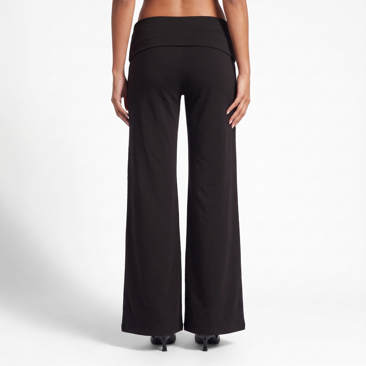 Foldover Waist Wide-Leg Trousers – Soft Pull-On Fit
