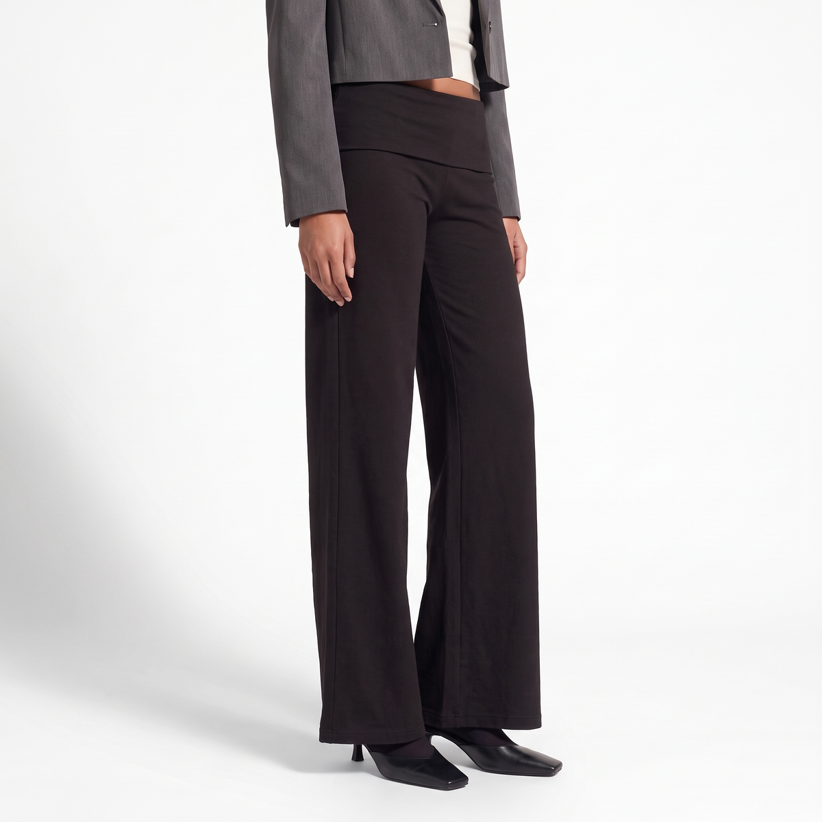Foldover Waist Wide-Leg Trousers – Soft Pull-On Fit