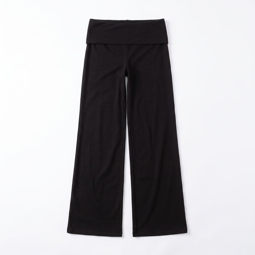 Foldover Waist Wide-Leg Trousers – Soft Pull-On Fit