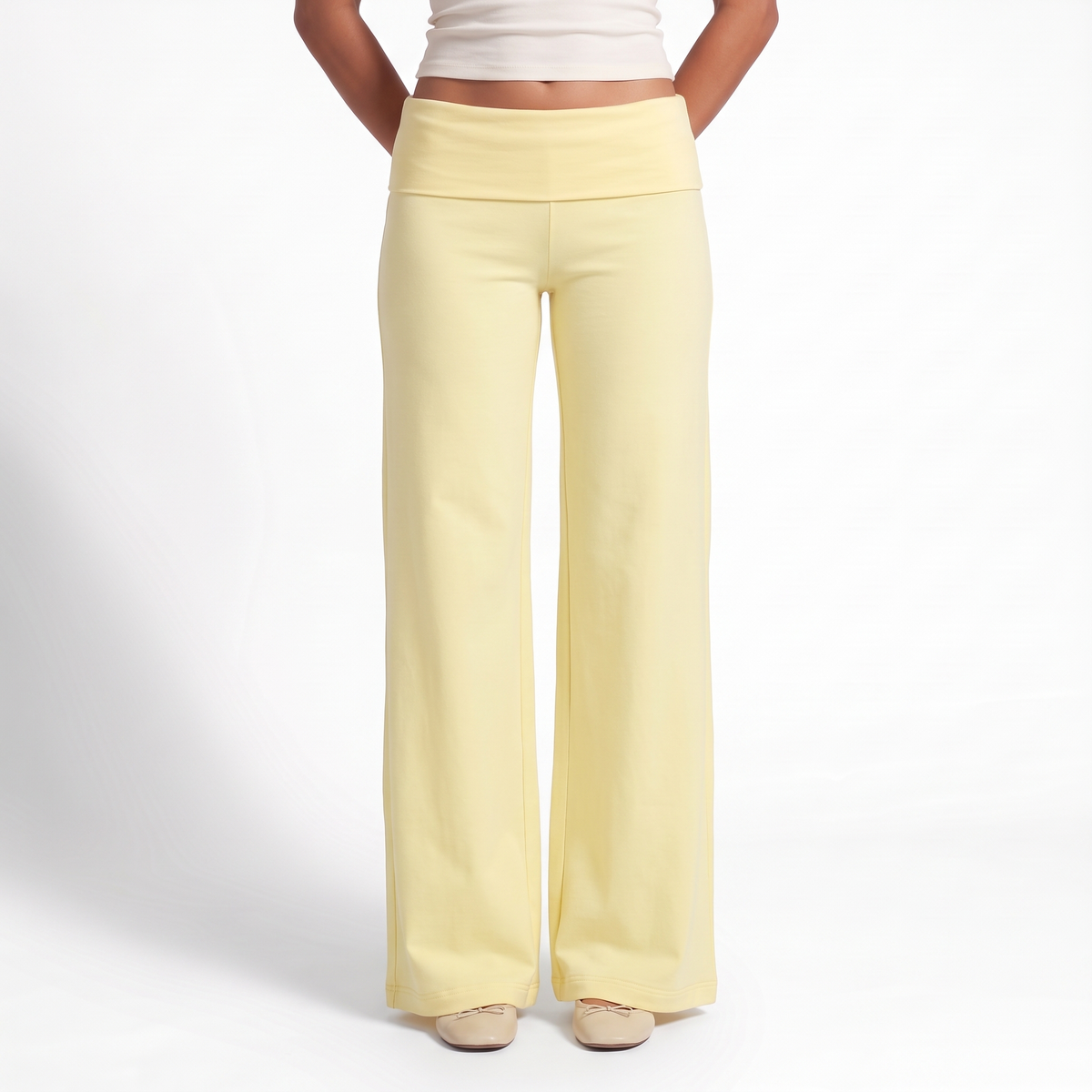 Foldover Waist Wide-Leg Trousers – Soft Pull-On Fit