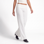 Foldover Waist Wide-Leg Trousers – Soft Pull-On Fit