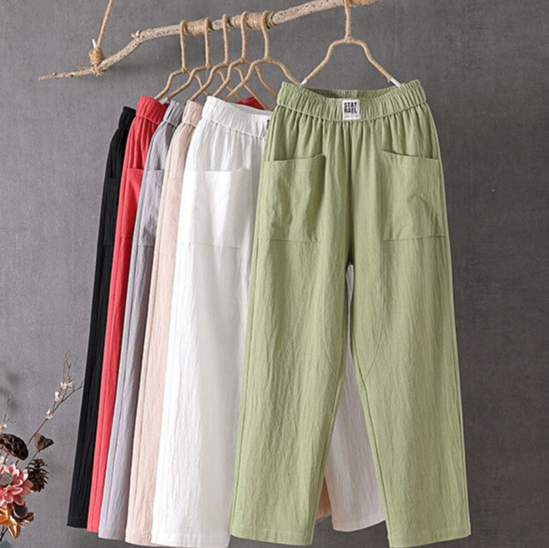 Linen Trousers with Elastic Waist – Relaxed Pull-On Trousers in 6 Colours
